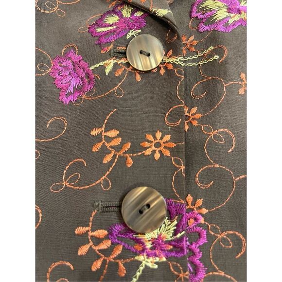 Grace Dane Lewis petite 6/8 brown embroidered silk blend jacket and skirt - Picture 7 of 11